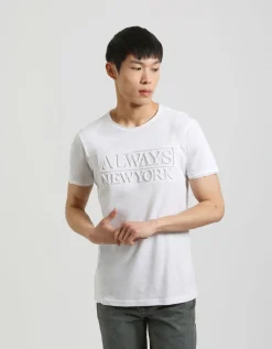 T-shirt con stampa a rilievo