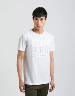T-shirt con stampa a rilievo