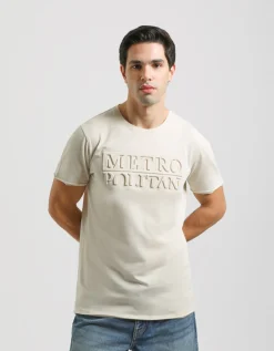 T-shirt con stampa a rilievo