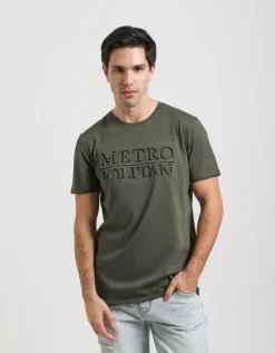T-shirt con stampa a rilievo