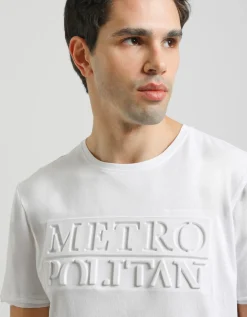T-shirt con stampa a rilievo