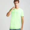 T-shirt fluo con stampa a rilievo