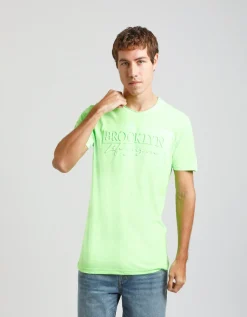 T-shirt fluo con stampa a rilievo