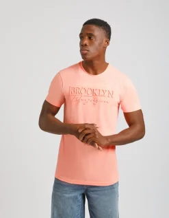 T-shirt fluo con stampa a rilievo
