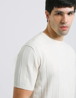T-shirt in maglia a coste