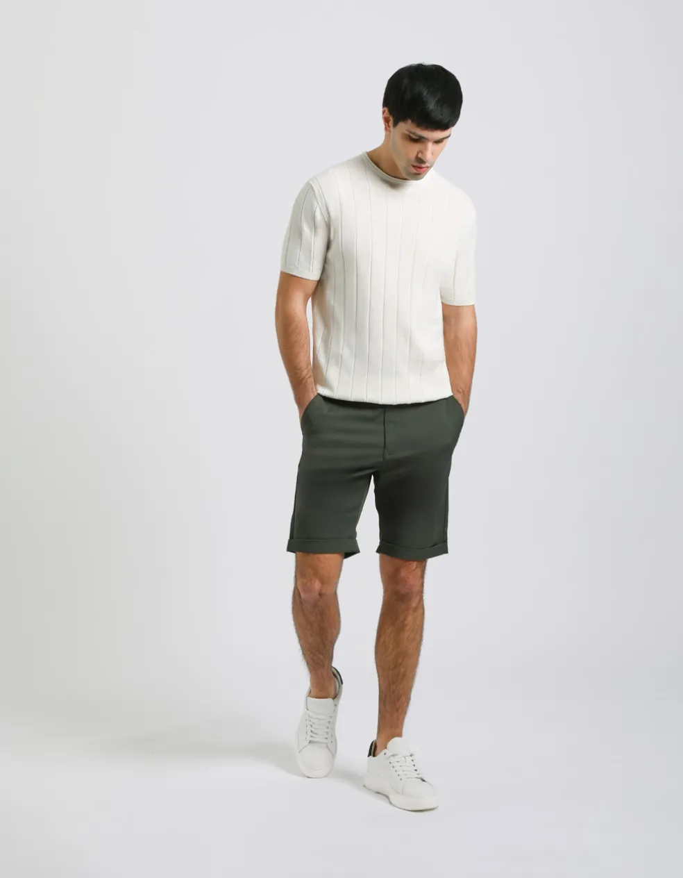 T-shirt in maglia a coste