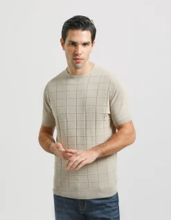 T-shirt in maglia a quadri