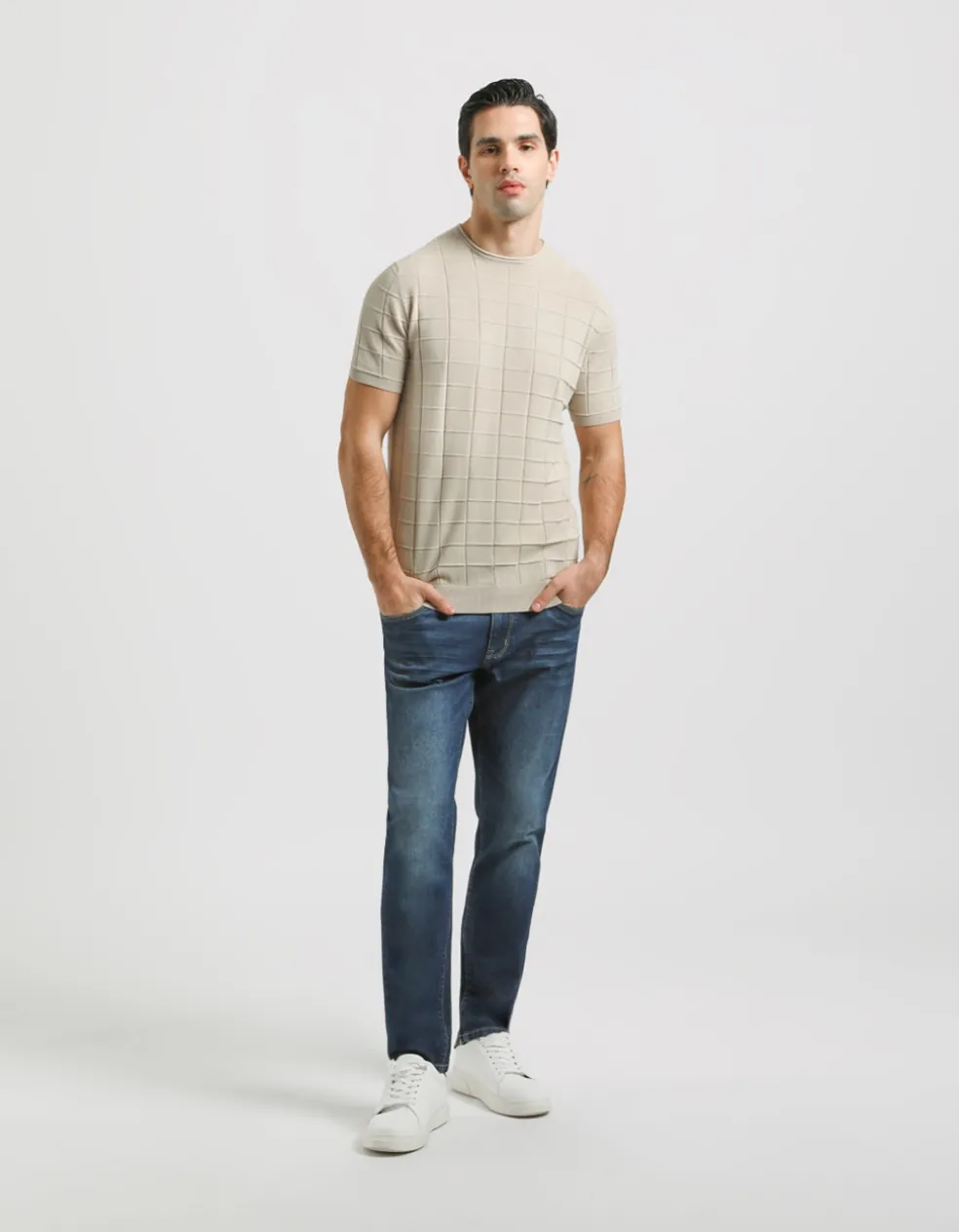 T-shirt in maglia a quadri