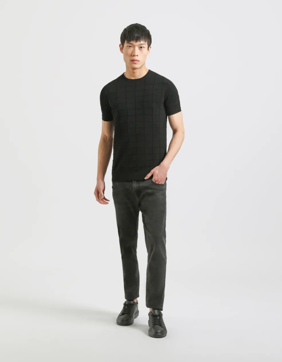 T-shirt in maglia a quadri
