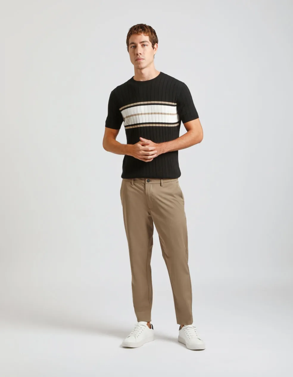 T-shirt in maglia colorblock